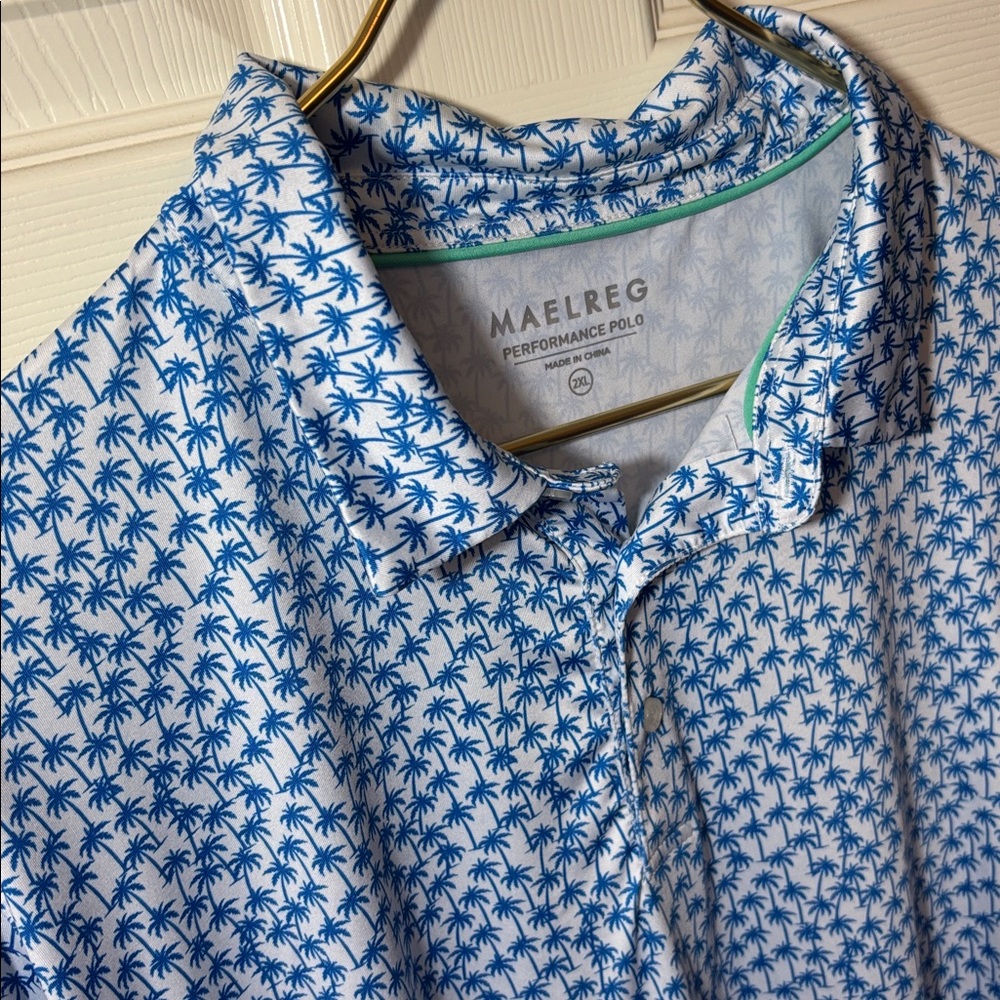 Maelreg Men's Blue palm tree Patterned Shirt - Picture 2 of 6